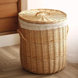 Panier à linge en rotin pliable et réutilisable