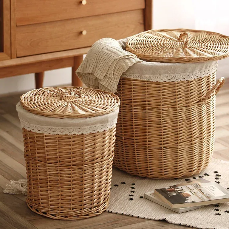 Panier à linge en rotin pliable et réutilisable – Image 3