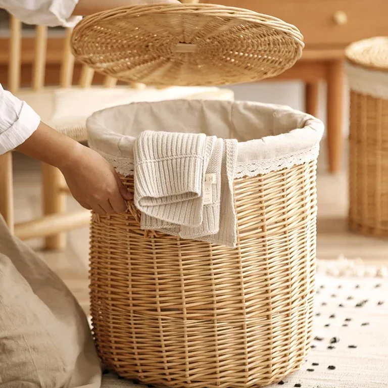 Panier à linge en rotin pliable et réutilisable – Image 4