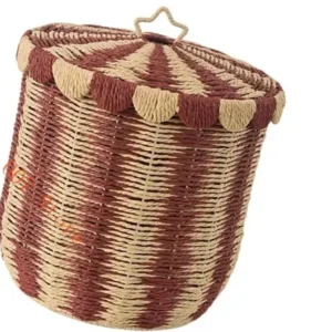 Panier à linge en rotin tissé avec couvercle C9GA