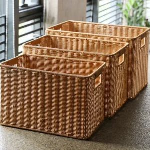 Panier à linge en rotin tressé grande capacité