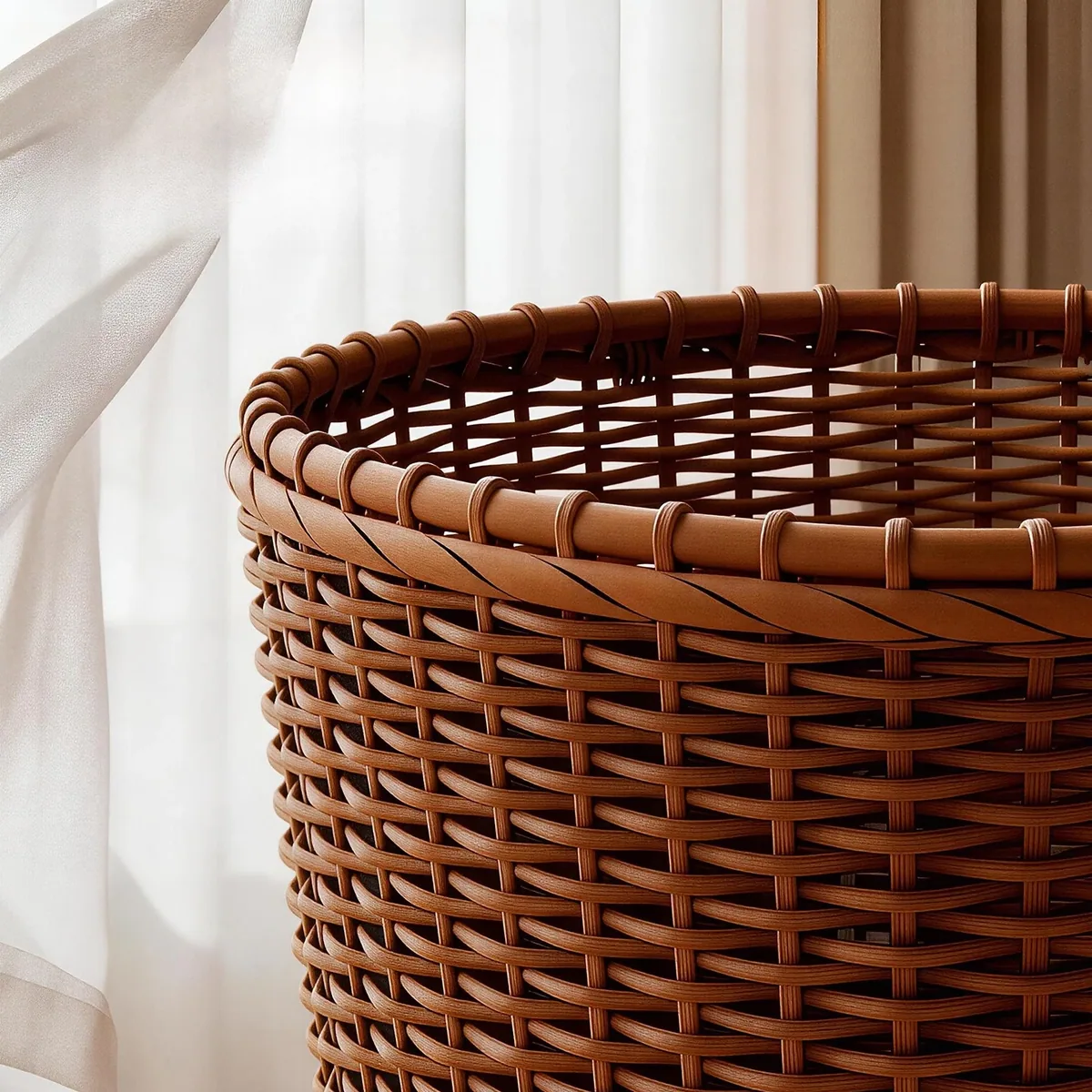 Panier à linge en rotin tressé portable – Image 2