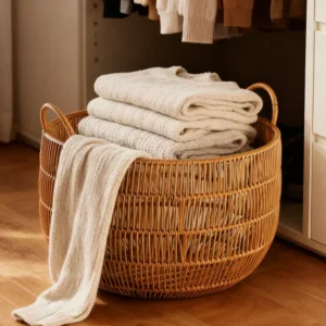 Panier à linge multifonction en bambou imitation rotin