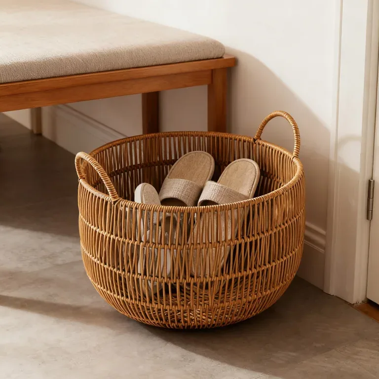 Panier à linge multifonction en bambou imitation rotin – Image 2