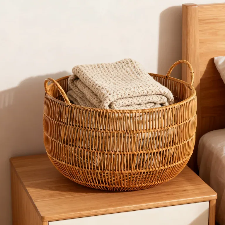 Panier à linge multifonction en bambou imitation rotin – Image 3
