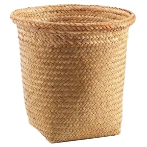 Panier à linge rond en osier tressé naturel