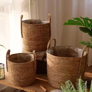 Panier cache-pot en osier naturel pliable 25 cm