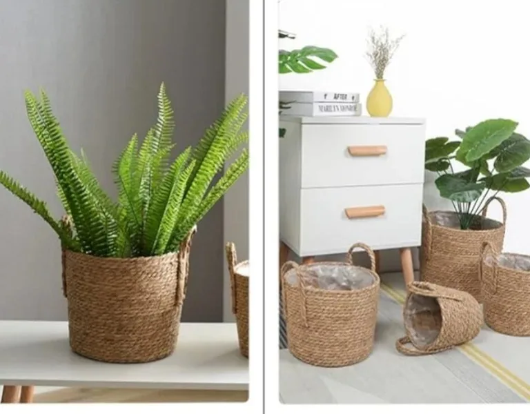 Panier cache-pot en osier naturel pliable 25 cm – Image 2