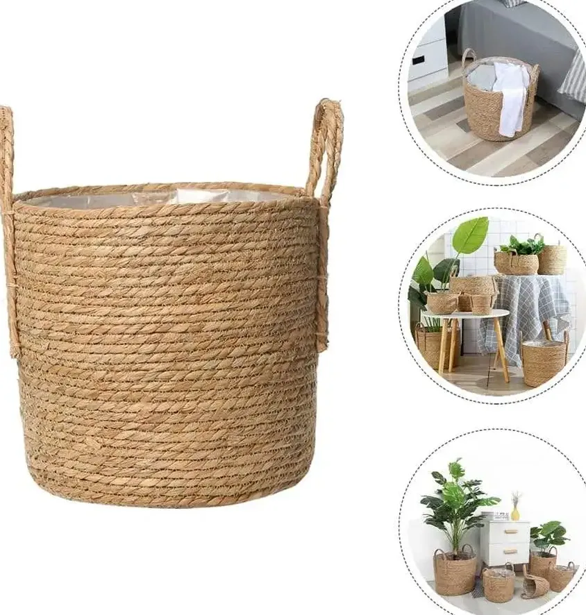 Panier cache-pot tressé en rotin style nordique