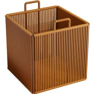 Panier carré tressé en rotin synthétique avec poignées