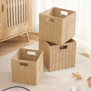 Panier cube pliable en osier pour rangement