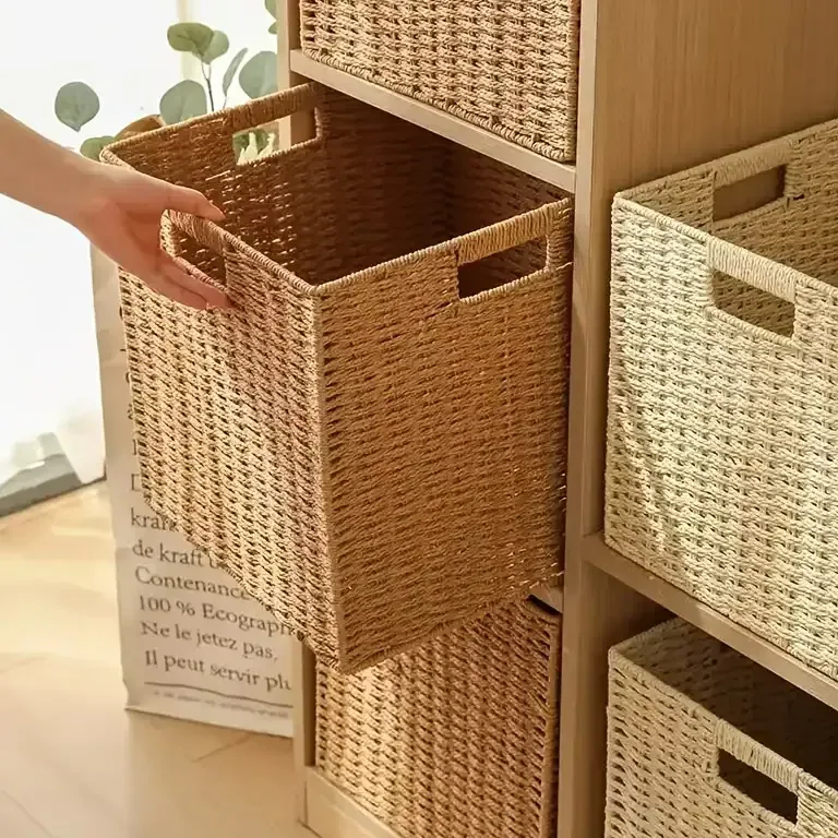 Panier cube pliable en osier pour rangement – Image 4