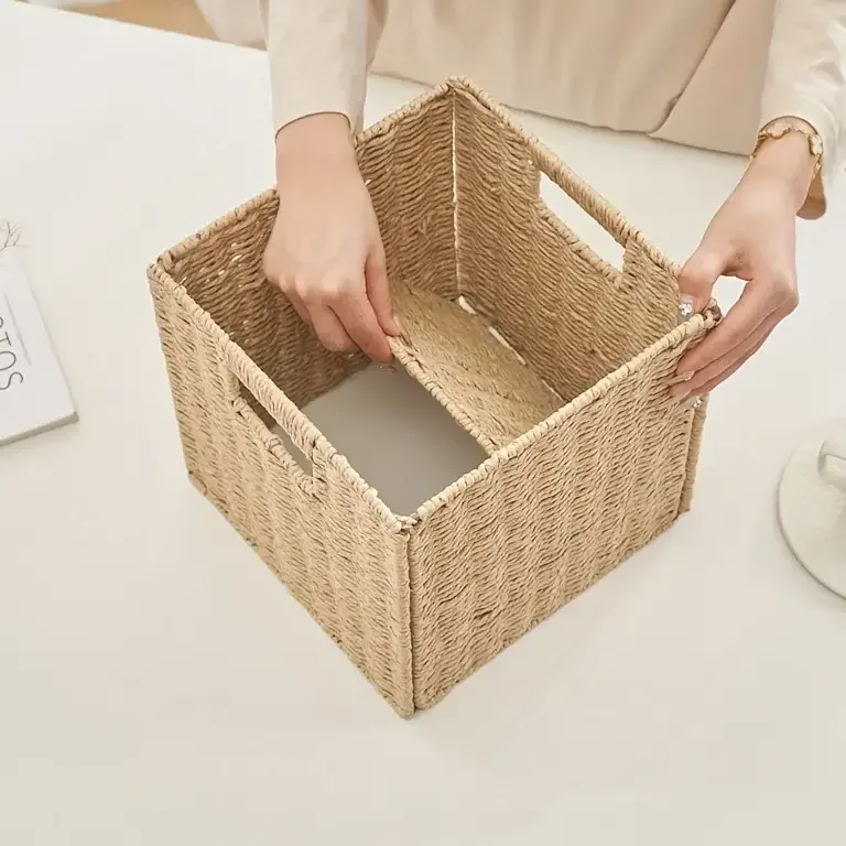 Panier cube pliable en osier pour rangement – Image 5