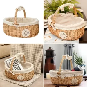 Panier de pique-nique en rotin tissé à la main