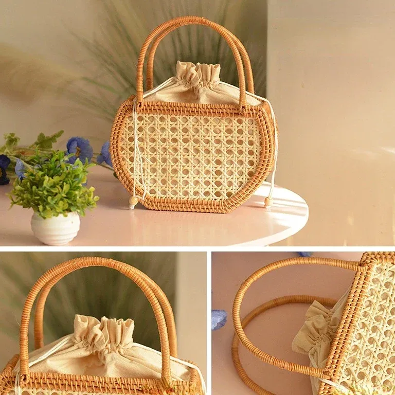Panier de pique-nique en rotin tressé à la main – Image 3