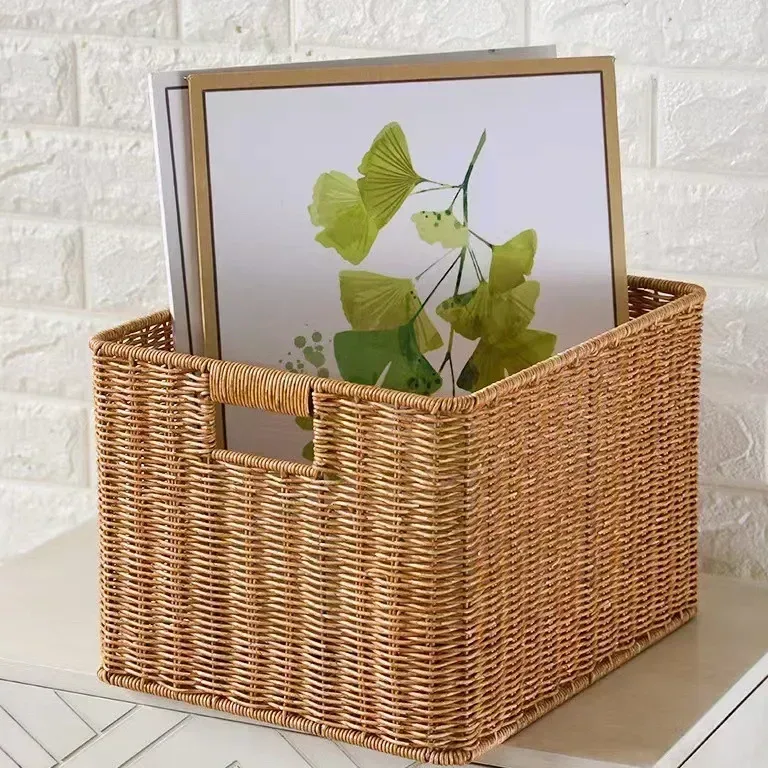 Panier de rangement carré imitation rotin étanche – Image 2