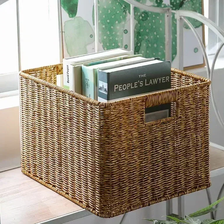 Panier de rangement carré imitation rotin étanche – Image 3