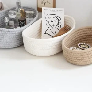 Panier de rangement en corde de coton tressée style nordique