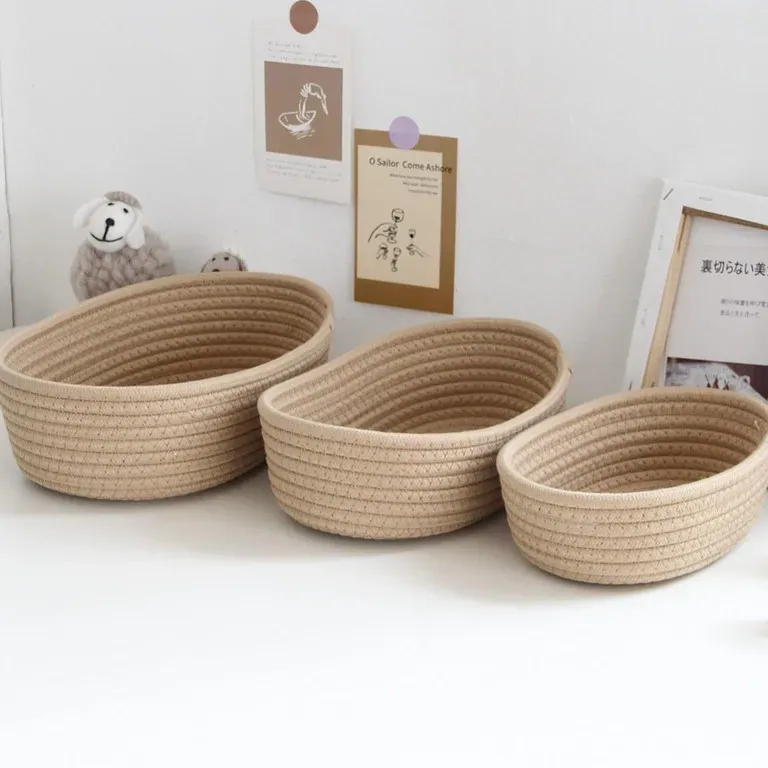 Panier de rangement en corde de coton tressée style nordique – Image 3