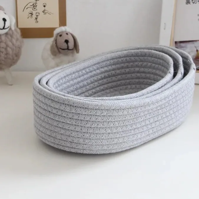 Panier de rangement en corde de coton tressée style nordique – Image 4