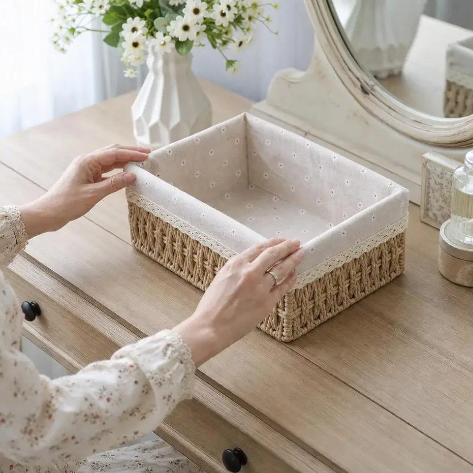 Panier de rangement en osier S avec couvercle – Image 3