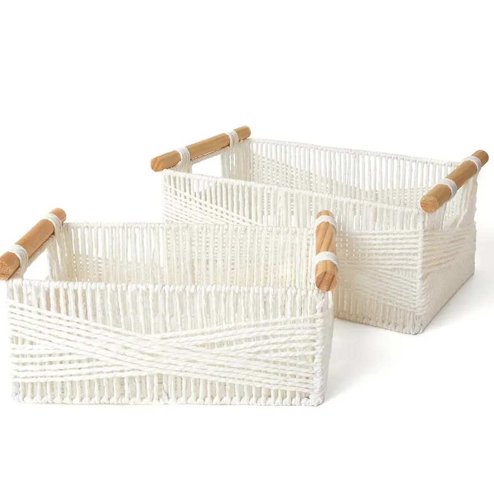 Panier de rangement en osier tressé pour étagère