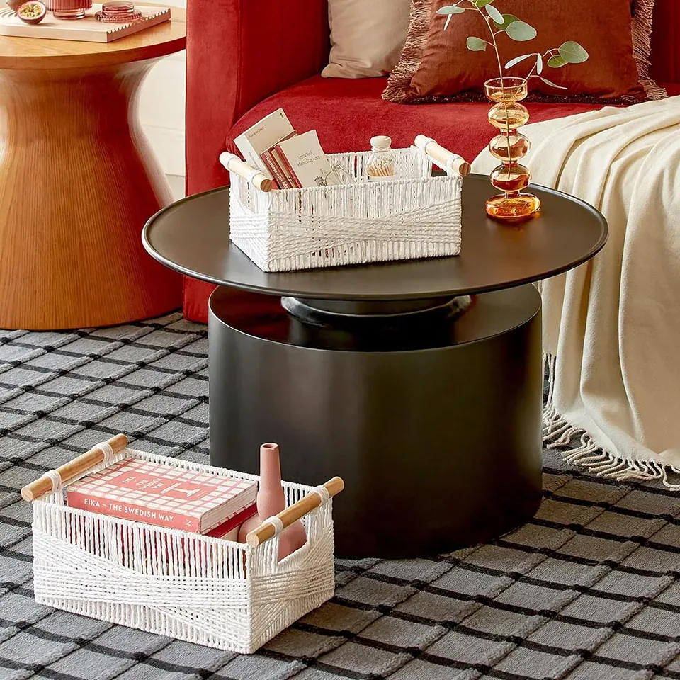 Panier de rangement en osier tressé pour étagère – Image 2