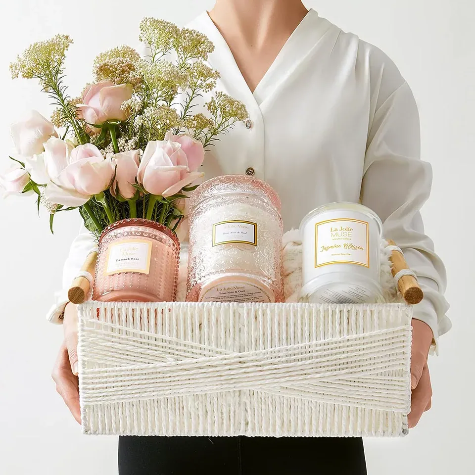 Panier de rangement en osier tressé pour étagère – Image 3