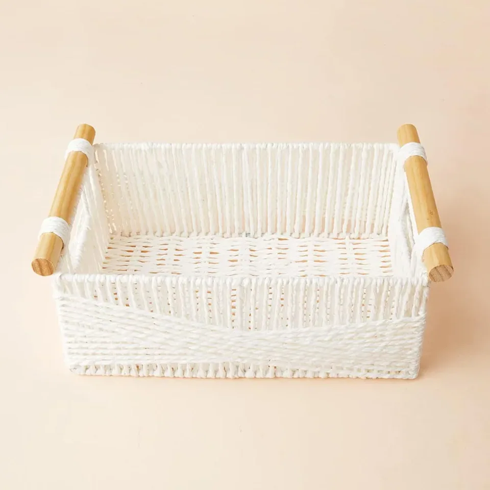 Panier de rangement en osier tressé pour étagère – Image 4