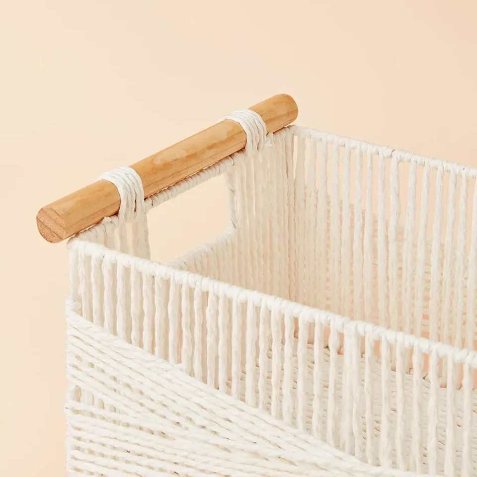 Panier de rangement en osier tressé pour étagère – Image 5