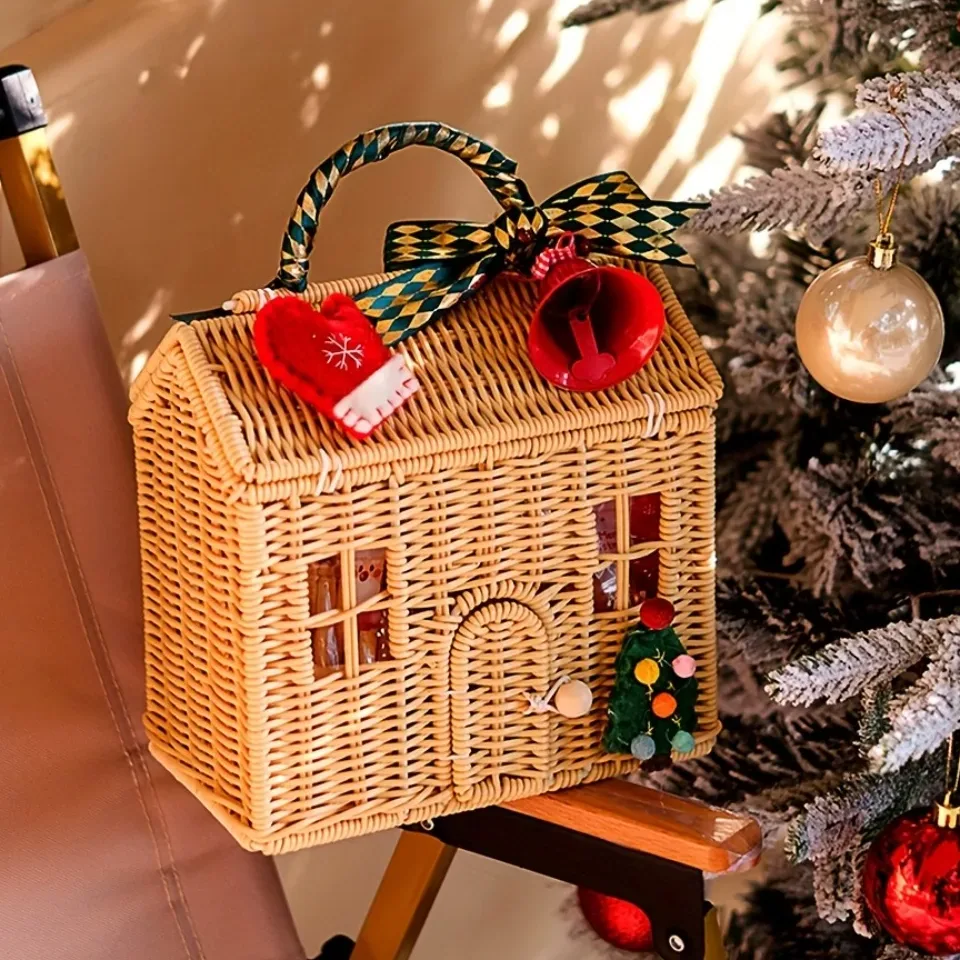 Panier de rangement en rotin tressé avec couvercle – Image 2