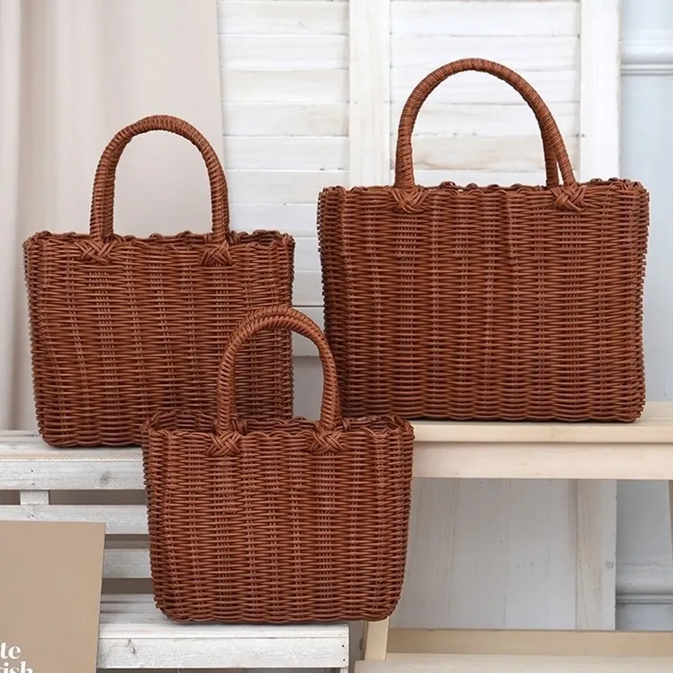 Panier de rangement en rotin tressé multicolore 24x14x18 cm – Image 2