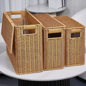 Panier de rangement en rotin tressé rectangulaire