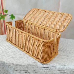 Panier de rangement tressé nordique en PE pour maison