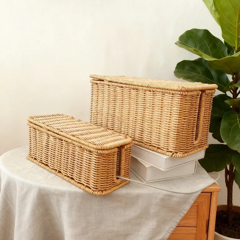 Panier de rangement tressé nordique en PE pour maison – Image 2