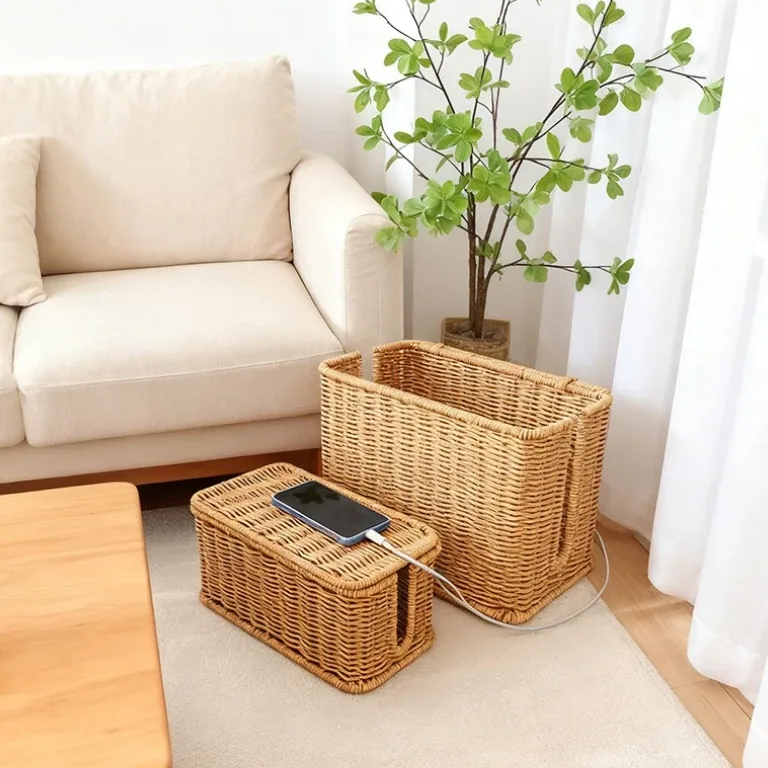 Panier de rangement tressé nordique en PE pour maison – Image 3