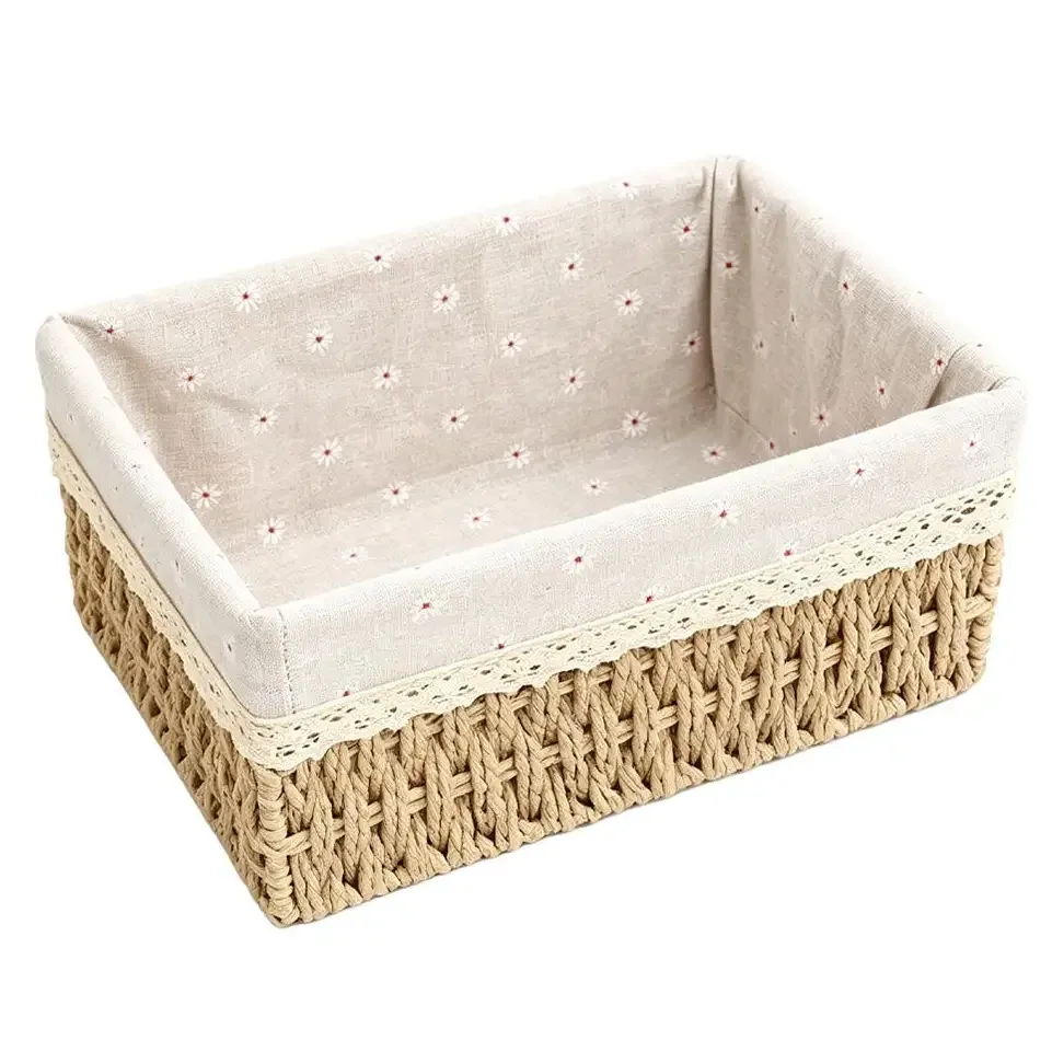 Panier de rangement tressé rouge pour bureau – Image 5