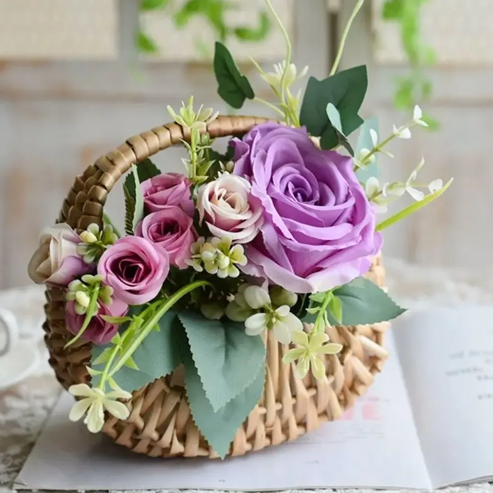 Panier demi-lune en rotin saule — Style 2 – Image 3