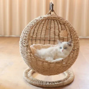 Panier en osier tressé pour chat et petit chien