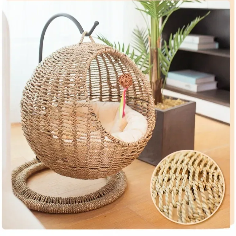 Panier en osier tressé pour chat et petit chien – Image 2