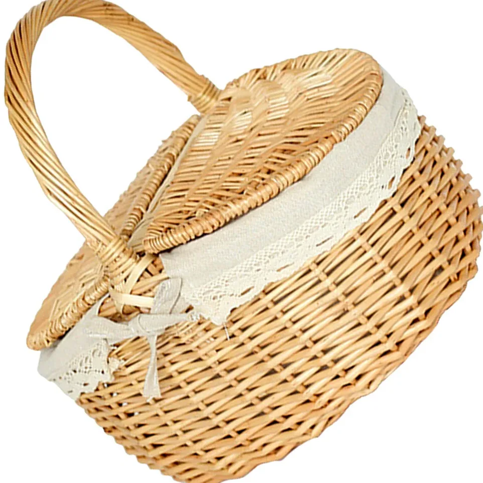 Panier en rotin avec couvercle pour fruits et snacks – Image 2