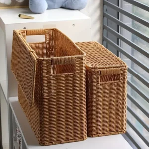 Panier étroit haut en rotin tressé style nordique