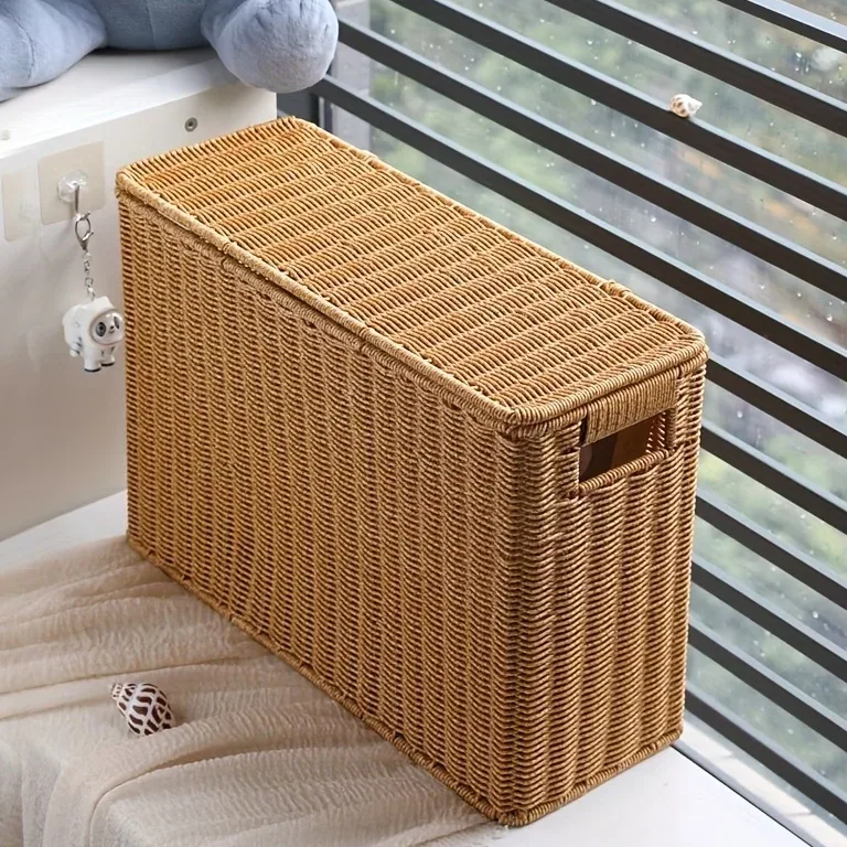 Panier étroit haut en rotin tressé style nordique – Image 2