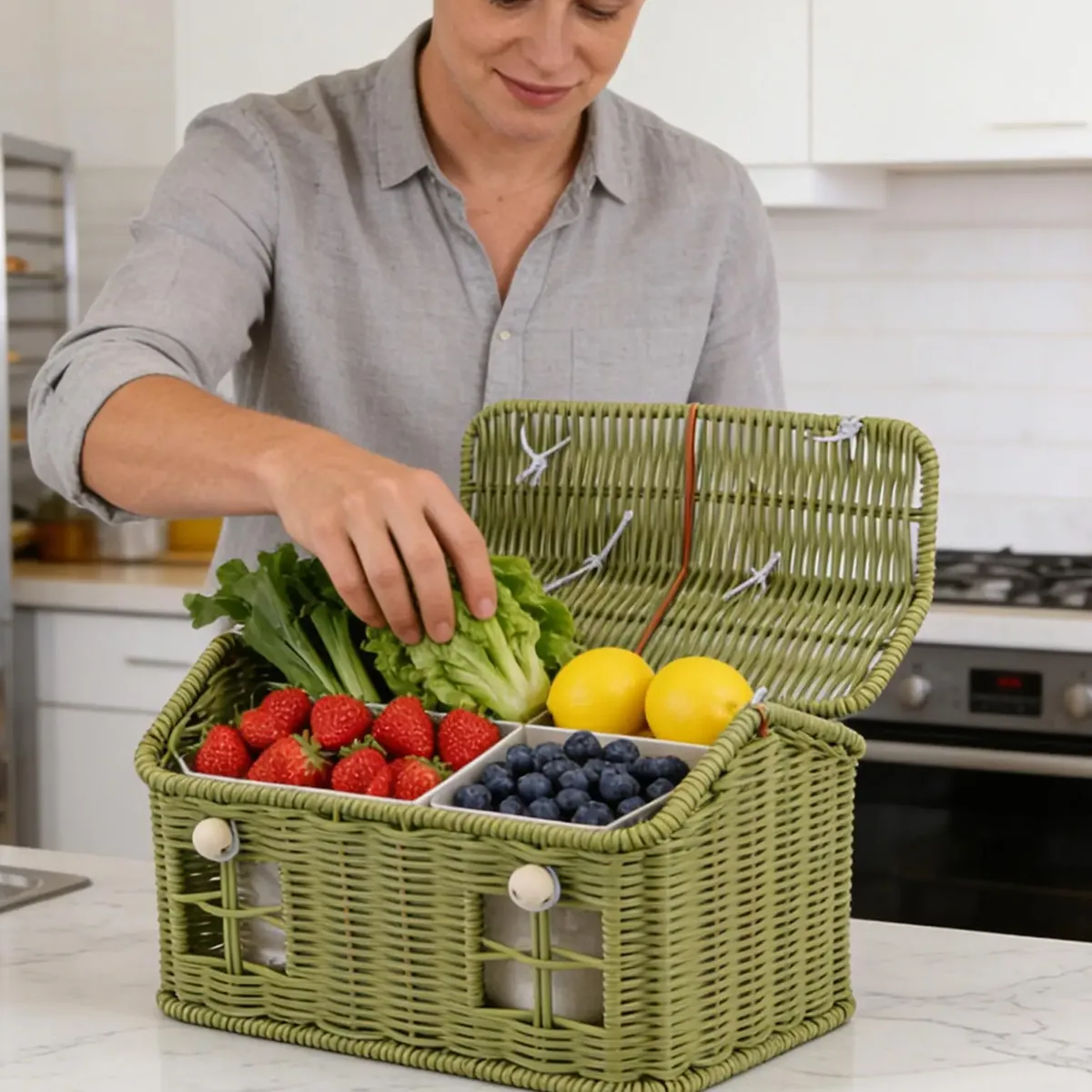 Panier maison en rotin tressé pour rangement – Image 4