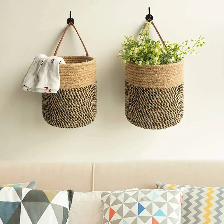 Panier mural bohème en corde de coton tressé – Image 3