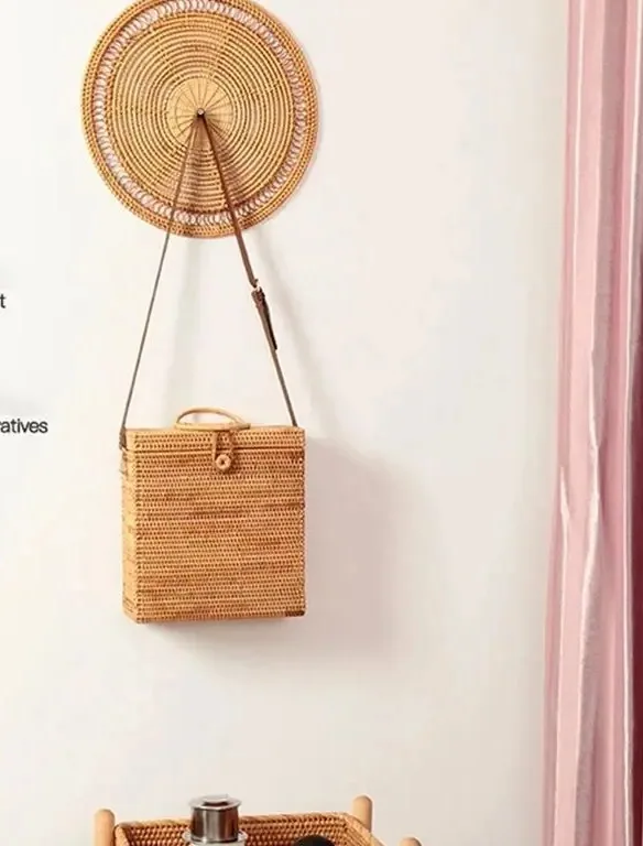 Panier mural tressé en rotin bohème AD-2X – Image 4