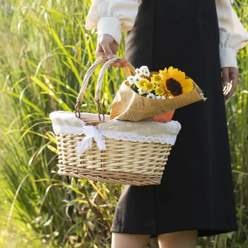 Panier ovale en saule tissé à la main – Image 2