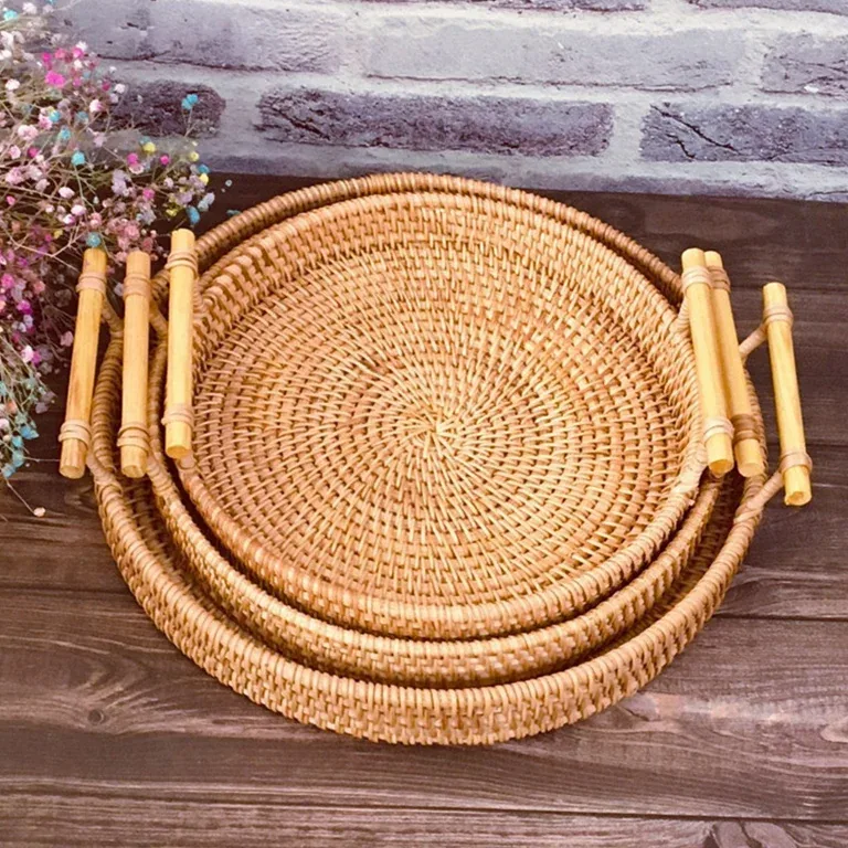 Panier rond en rotin blanc avec poignée - Modèle BLANC – Image 4