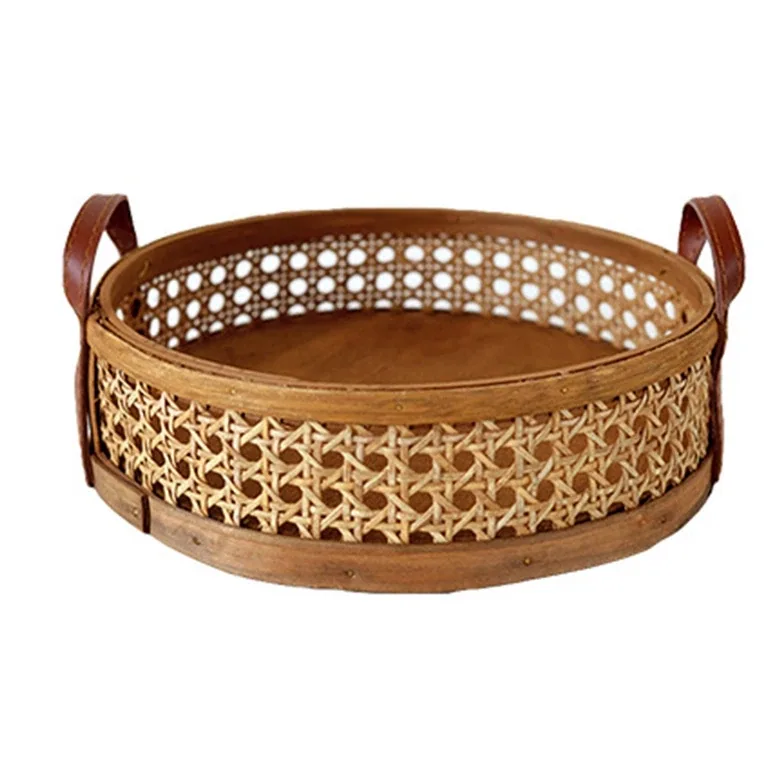 Panier rond en rotin tressé pour rangement – Image 2