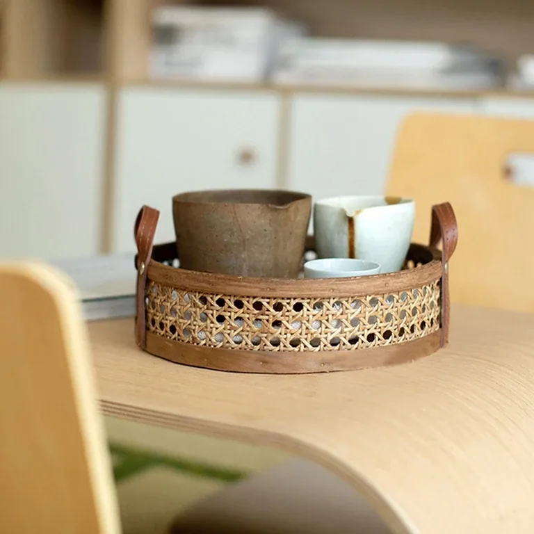 Panier rond en rotin tressé pour rangement – Image 3